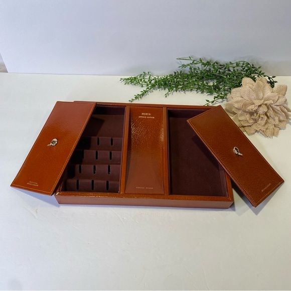 Genuine Leather Vintage Hickok Golf Theme Men's Dresser Top Caddy Valet - Picture 4 of 12